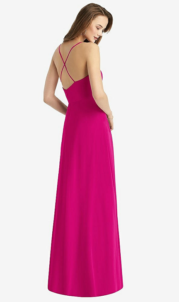 Back View - Think Pink Cowl Neck Criss Cross Back Maxi Dress