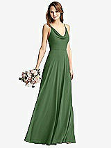 Front View Thumbnail - Vineyard Green Cowl Neck Criss Cross Back Maxi Dress