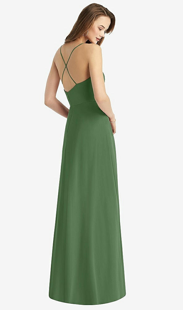 Back View - Vineyard Green Cowl Neck Criss Cross Back Maxi Dress