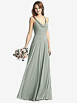 Front View Thumbnail - Willow Green Cowl Neck Criss Cross Back Maxi Dress