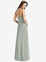 Rear View Thumbnail - Willow Green Cowl Neck Criss Cross Back Maxi Dress