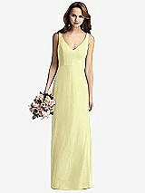 Front View Thumbnail - Butter Yellow Sleeveless V-Back Long Trumpet Gown