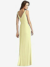 Rear View Thumbnail - Butter Yellow Sleeveless V-Back Long Trumpet Gown