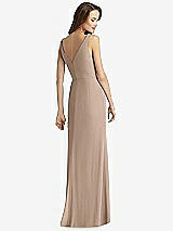 Rear View Thumbnail - Topaz Sleeveless V-Back Long Trumpet Gown