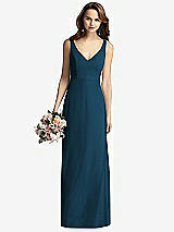 Front View Thumbnail - Atlantic Blue Sleeveless V-Back Long Trumpet Gown