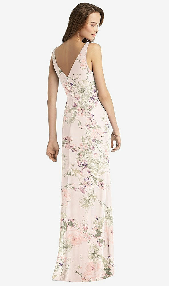 Back View - Blush Garden Sleeveless V-Back Long Trumpet Gown