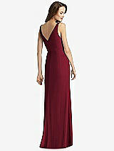 Rear View Thumbnail - Burgundy Sleeveless V-Back Long Trumpet Gown