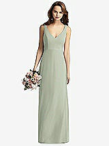 Front View Thumbnail - Celadon Sleeveless V-Back Long Trumpet Gown