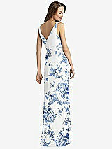 Rear View Thumbnail - Cottage Rose Dusk Blue Sleeveless V-Back Long Trumpet Gown