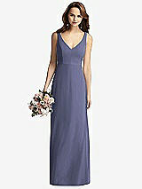 Front View Thumbnail - French Blue Sleeveless V-Back Long Trumpet Gown