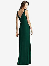 Rear View Thumbnail - Hunter Green Sleeveless V-Back Long Trumpet Gown