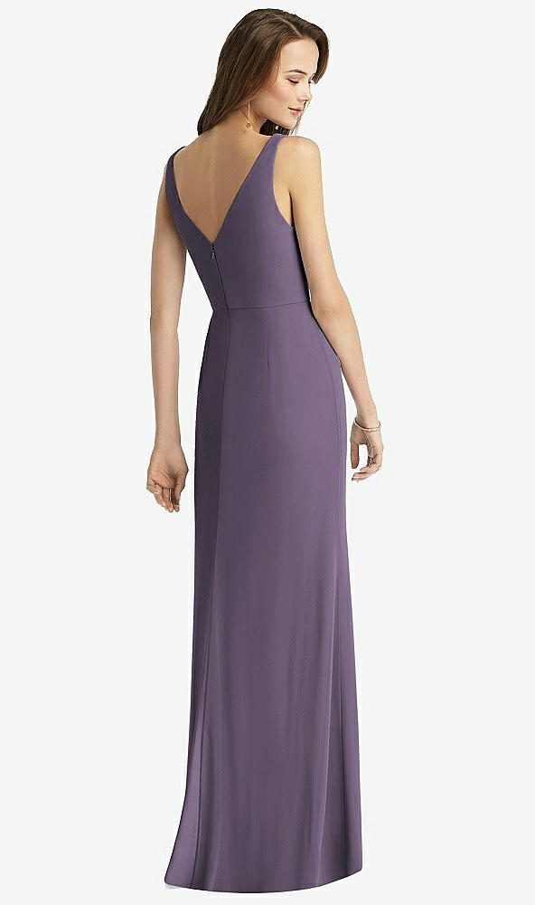 Back View - Lavender Sleeveless V-Back Long Trumpet Gown