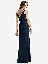 Rear View Thumbnail - Midnight Navy Sleeveless V-Back Long Trumpet Gown