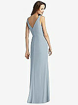 Rear View Thumbnail - Mist Sleeveless V-Back Long Trumpet Gown