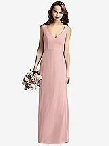 Front View Thumbnail - Rose - PANTONE Rose Quartz Sleeveless V-Back Long Trumpet Gown