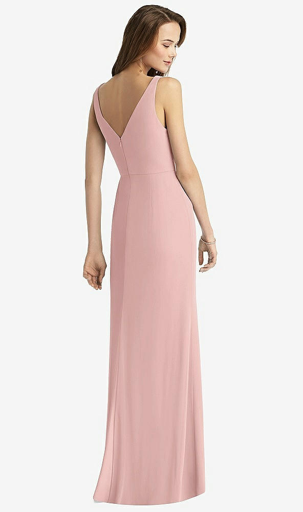 Back View - Rose - PANTONE Rose Quartz Sleeveless V-Back Long Trumpet Gown