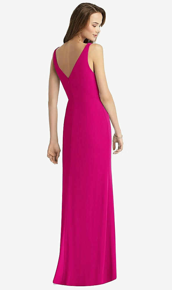 Back View - Think Pink Sleeveless V-Back Long Trumpet Gown