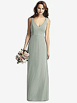 Front View Thumbnail - Willow Green Sleeveless V-Back Long Trumpet Gown