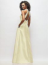 Alt View 3 Thumbnail - Butter Yellow High-Neck Cutout Satin Dress with Pockets