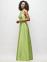 Alt View 2 Thumbnail - Mojito High-Neck Cutout Satin Dress with Pockets