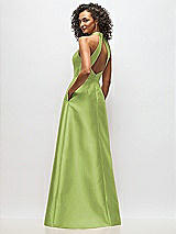 Alt View 3 Thumbnail - Mojito High-Neck Cutout Satin Dress with Pockets