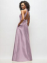 Alt View 3 Thumbnail - Suede Rose High-Neck Cutout Satin Dress with Pockets