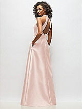 Alt View 3 Thumbnail - Blush High-Neck Cutout Satin Dress with Pockets