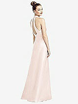 Front View Thumbnail - Blush High-Neck Cutout Satin Dress with Pockets