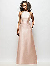 Alt View 1 Thumbnail - Cameo High-Neck Cutout Satin Dress with Pockets