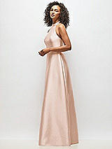 Alt View 2 Thumbnail - Cameo High-Neck Cutout Satin Dress with Pockets