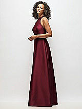 Alt View 2 Thumbnail - Cabernet High-Neck Cutout Satin Dress with Pockets