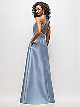 Alt View 3 Thumbnail - Cloudy High-Neck Cutout Satin Dress with Pockets