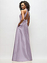 Alt View 3 Thumbnail - Lilac Haze High-Neck Cutout Satin Dress with Pockets
