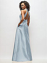 Alt View 3 Thumbnail - Mist High-Neck Cutout Satin Dress with Pockets
