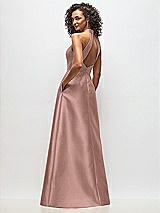 Alt View 3 Thumbnail - Neu Nude High-Neck Cutout Satin Dress with Pockets