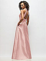 Alt View 3 Thumbnail - Rose High-Neck Cutout Satin Dress with Pockets