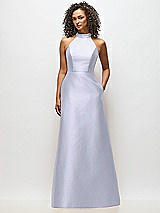 Alt View 1 Thumbnail - Silver Dove High-Neck Cutout Satin Dress with Pockets