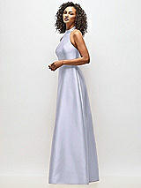 Alt View 2 Thumbnail - Silver Dove High-Neck Cutout Satin Dress with Pockets