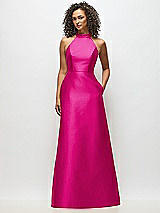 Alt View 1 Thumbnail - Think Pink High-Neck Cutout Satin Dress with Pockets