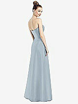 Rear View Thumbnail - Mist Strapless Notch Satin Gown with Pockets