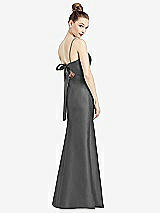 Front View Thumbnail - Gunmetal Open-Back Bow Tie Satin Trumpet Gown