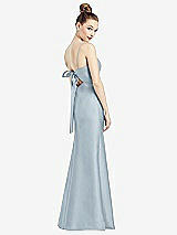 Front View Thumbnail - Mist Open-Back Bow Tie Satin Trumpet Gown