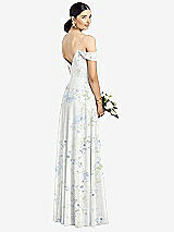 Rear View Thumbnail - Bleu Garden Cold-Shoulder V-Back Chiffon Maxi Dress