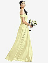 Alt View 1 Thumbnail - Butter Yellow Cold-Shoulder V-Back Chiffon Maxi Dress