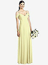 Front View Thumbnail - Butter Yellow Cold-Shoulder V-Back Chiffon Maxi Dress