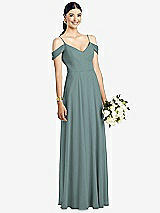 Front View Thumbnail - Icelandic Cold-Shoulder V-Back Chiffon Maxi Dress