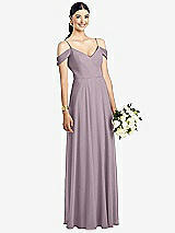 Front View Thumbnail - Lilac Dusk Cold-Shoulder V-Back Chiffon Maxi Dress