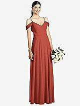 Front View Thumbnail - Amber Sunset Cold-Shoulder V-Back Chiffon Maxi Dress