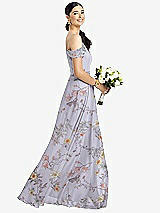 Alt View 1 Thumbnail - Butterfly Botanica Silver Dove Cold-Shoulder V-Back Chiffon Maxi Dress