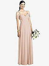 Front View Thumbnail - Cameo Cold-Shoulder V-Back Chiffon Maxi Dress